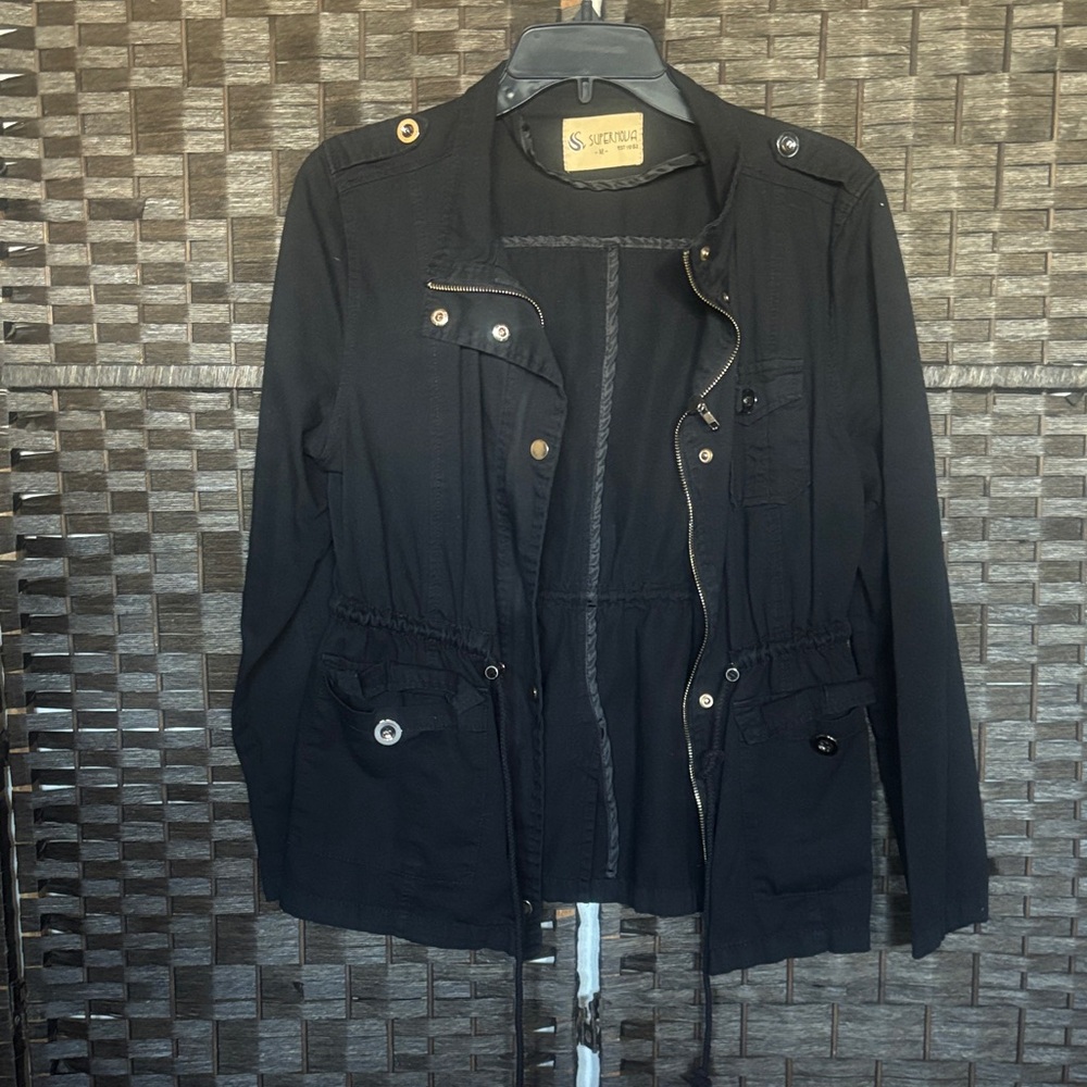 Splendid Black Utility Jacket with Gold Accents